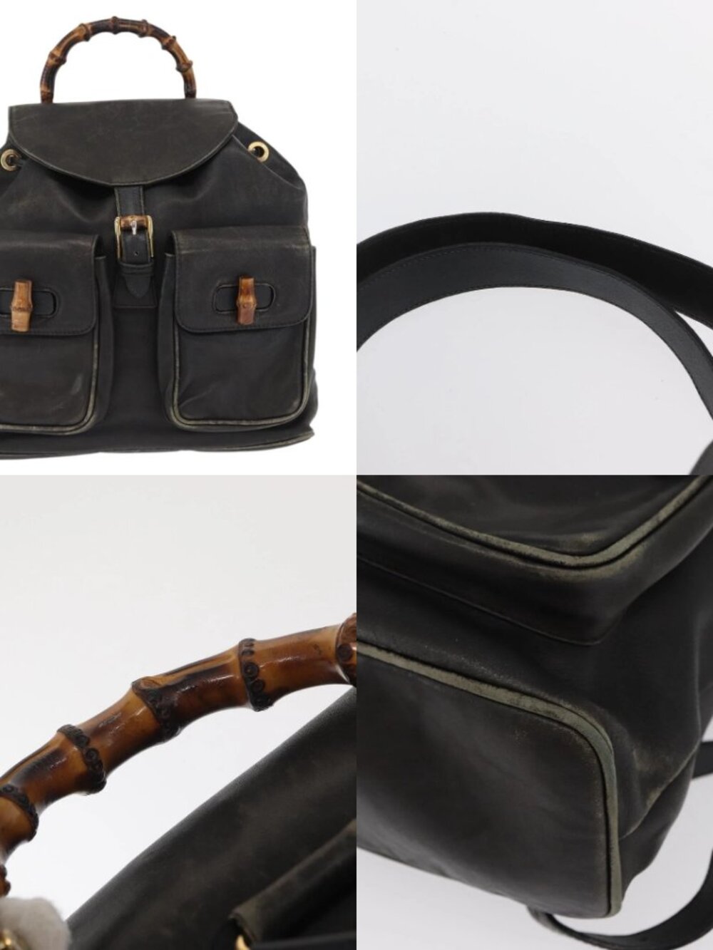 GUCCI Bamboo Backpack Leather Black Gold 003 2058 0016 Auth 166739 - Picture 15 of 15